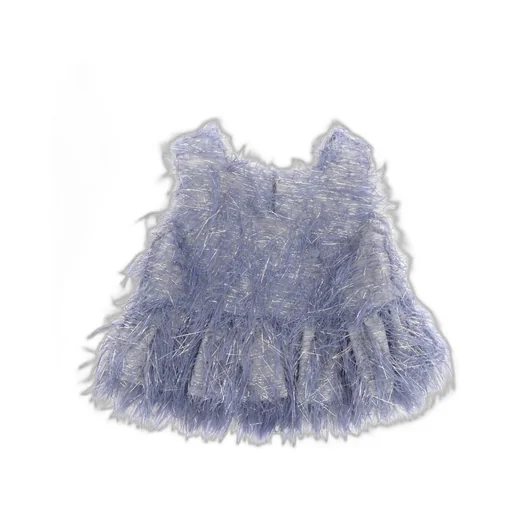 Douuod Kids Fringe-Detailed Metallic Thread Flared Top