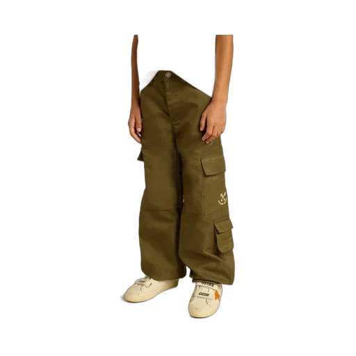 Kids Cargo Pants In Military Green