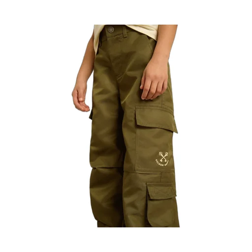 Kids Cargo Pants In Military Green