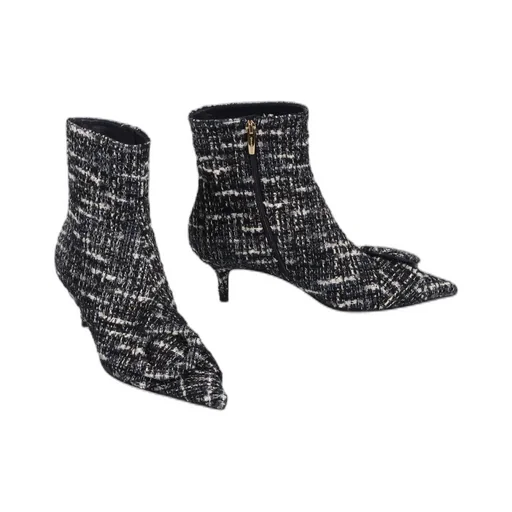Gianvito Rossi Pointed Toe Tweed Ankle Boots
