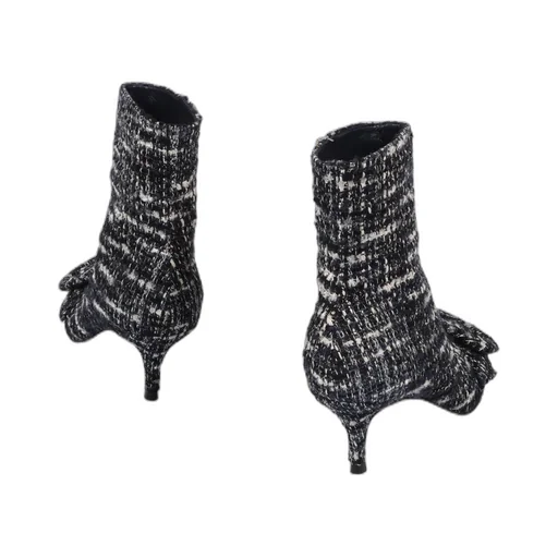 Gianvito Rossi Pointed Toe Tweed Ankle Boots