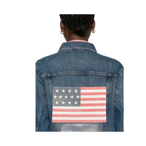 Flag-Patch Denim Jacket