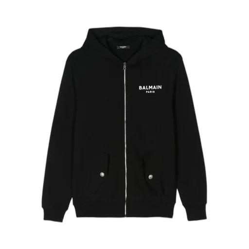 Logo Print Cotton Zip-Up Hoodie