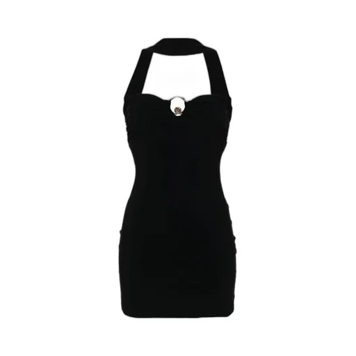 Logo-Plaque Halterneck Mini Dress