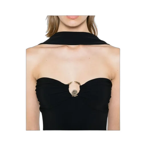 Logo-Plaque Halterneck Mini Dress