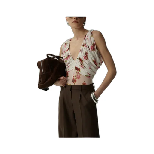Magda Butrym Ruched V Neck Bodysuit