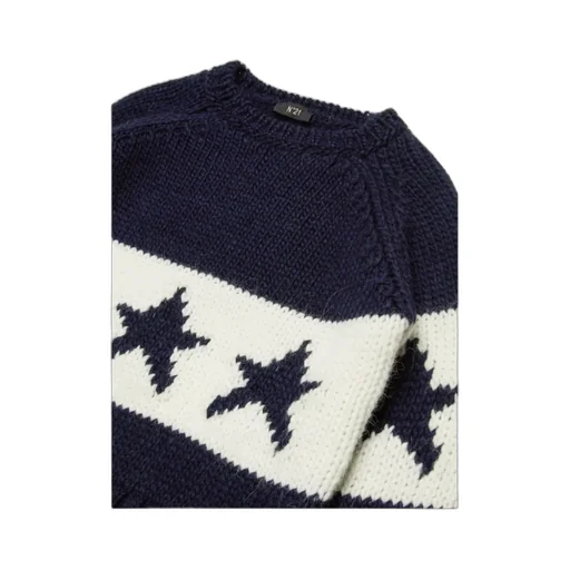 Nº21 Kids Star Intarsia-Knitted Crewneck Jumper