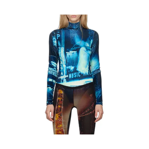 Jean Paul Gaultier Pigalle Printed Velvet Bodysuit