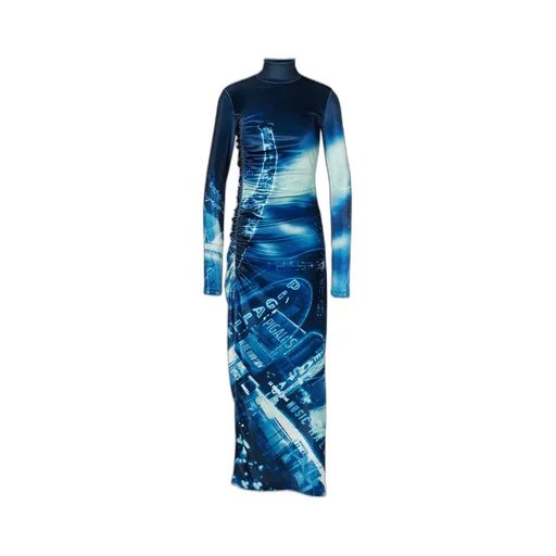Jean Paul Gaultier Pigalle Printed Gathered Velvet Dress
