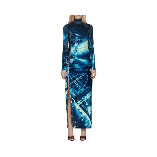 Jean Paul Gaultier Pigalle Printed Gathered Velvet Dress