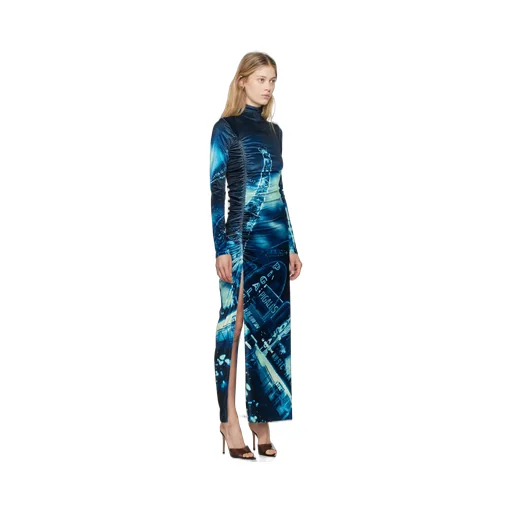 Jean Paul Gaultier Pigalle Printed Gathered Velvet Dress