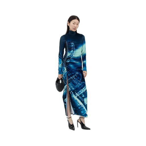 Jean Paul Gaultier Pigalle Printed Gathered Velvet Dress