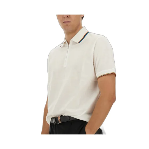 Paul Smith Signature Stripe Trim Zip Polo Shirt