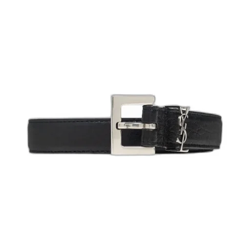 Saint Laurent Logo Plaque Buckled Belt