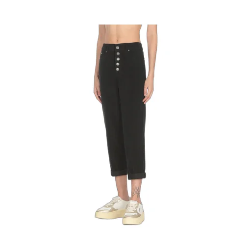 Button-Embellished Corduroy Trousers