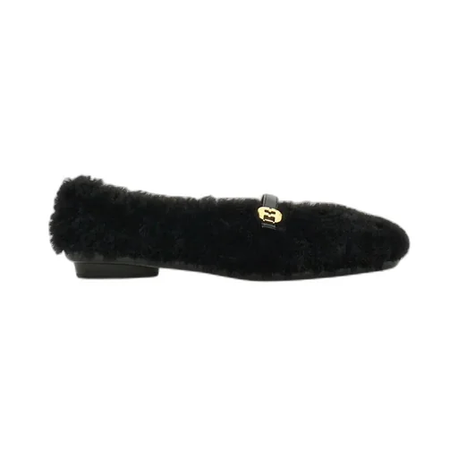 Salvatore Ferragamo Fluffy Logo Buckled Ballerina Shoes