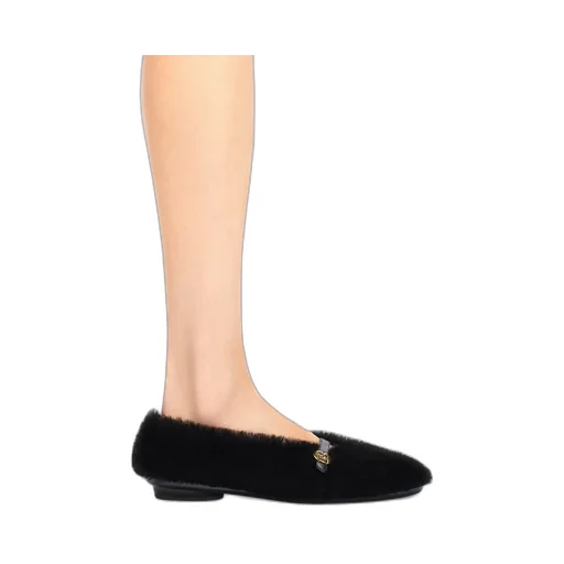Salvatore Ferragamo Fluffy Logo Buckled Ballerina Shoes