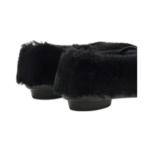 Salvatore Ferragamo Fluffy Logo Buckled Ballerina Shoes