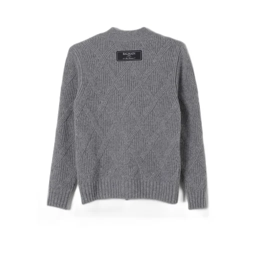Balmain Kids Cable Knit V-Neck Cardigan