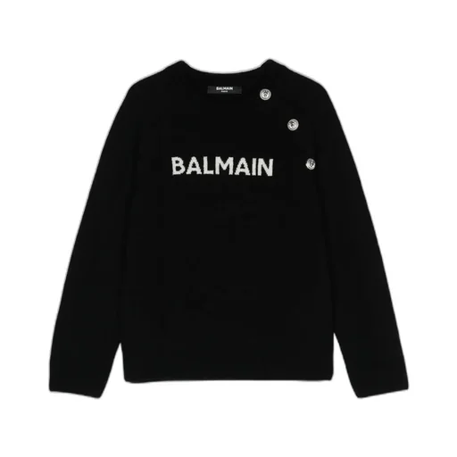 Balmain Kids Logo Jacquard Crewneck Jumper