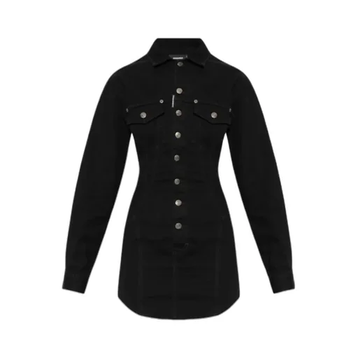 Dsquared2 Logo Patch Denim Shirt Dress