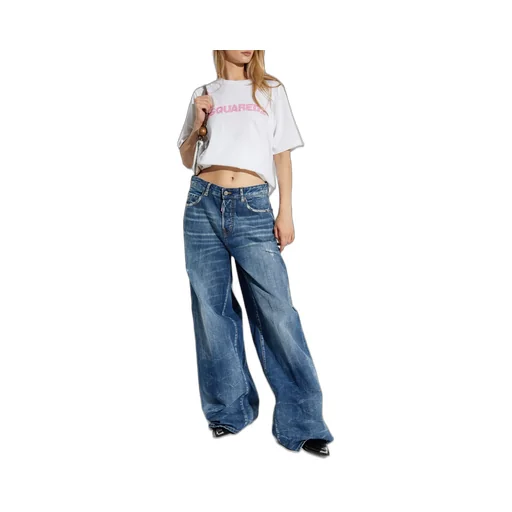 Dsquared2 Distressed Wide-Leg Denim Jeans