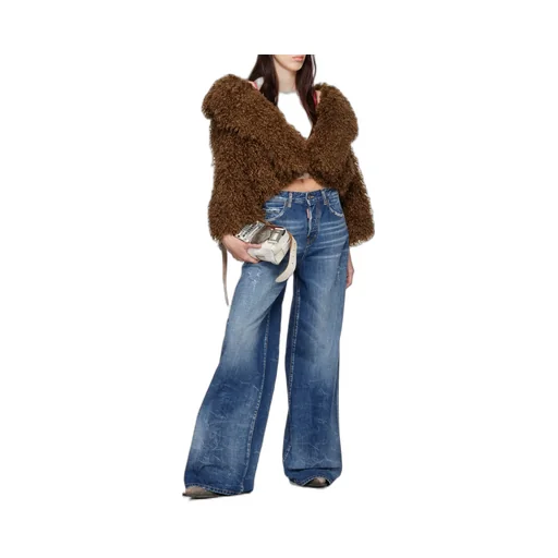 Dsquared2 Distressed Wide-Leg Denim Jeans