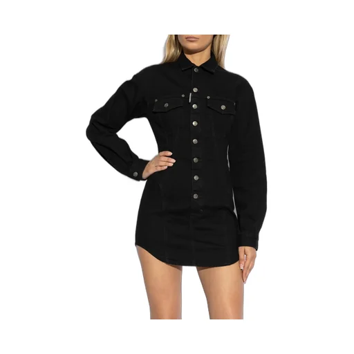Dsquared2 Logo Patch Denim Shirt Dress