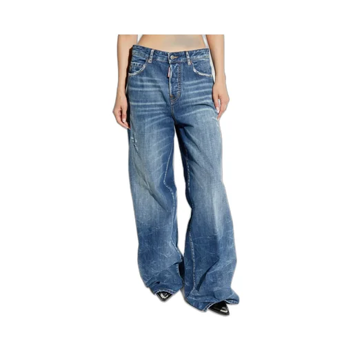Dsquared2 Distressed Wide-Leg Denim Jeans