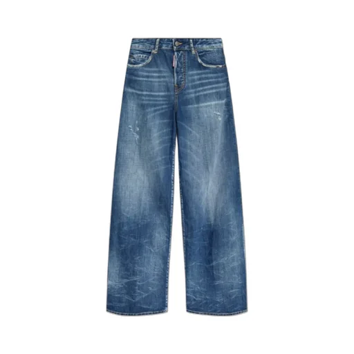 Dsquared2 Distressed Wide-Leg Denim Jeans