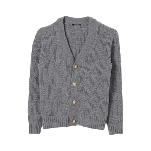 Balmain Kids Cable Knit V-Neck Cardigan