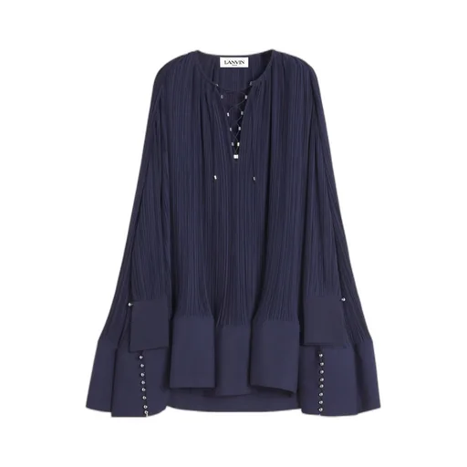 Lanvin Flared Hem Pleated Midi Dress