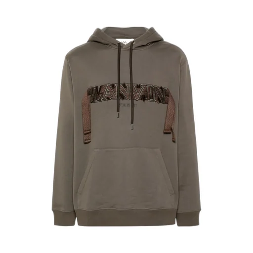 Lanvin Logo-Embroidered Lace-Detailed Drawstring Hoodie