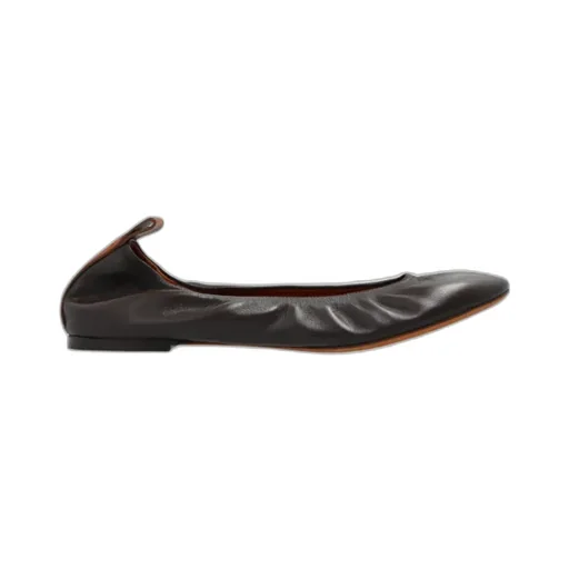 Lanvin Round-Toe Ruched Ballerina Flats