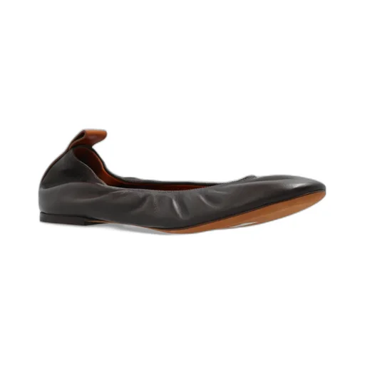 Lanvin Round-Toe Ruched Ballerina Flats