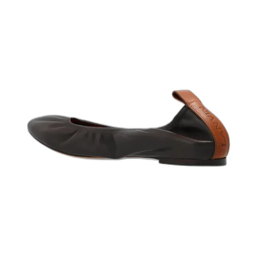 Lanvin Round-Toe Ruched Ballerina Flats