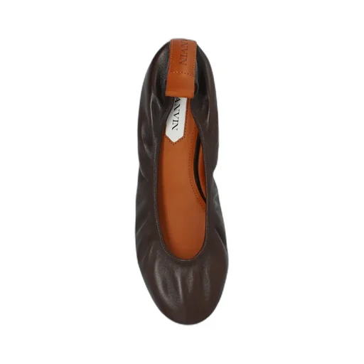 Lanvin Round-Toe Ruched Ballerina Flats