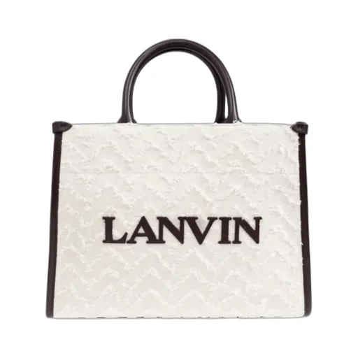 Lanvin Logo Detailed Frayed Tote Bag