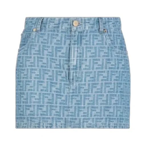 Ff Printed Denim Skirt