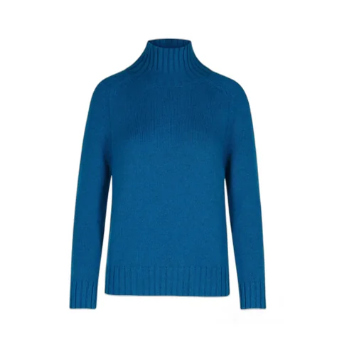 Blue Cashmere Turtleneck Sweater