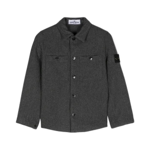 Stone Island Junior Compass-Badge Curved Hem Overshirt