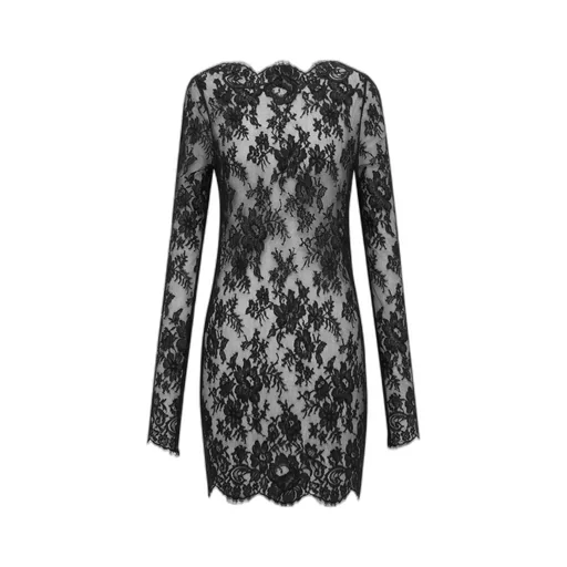Saint Laurent Lace Long-Sleeved Dress
