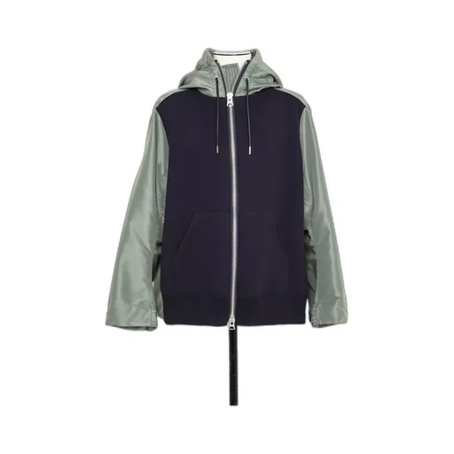 Sacai Drop Shoulder Drawstring Twill Hoodie