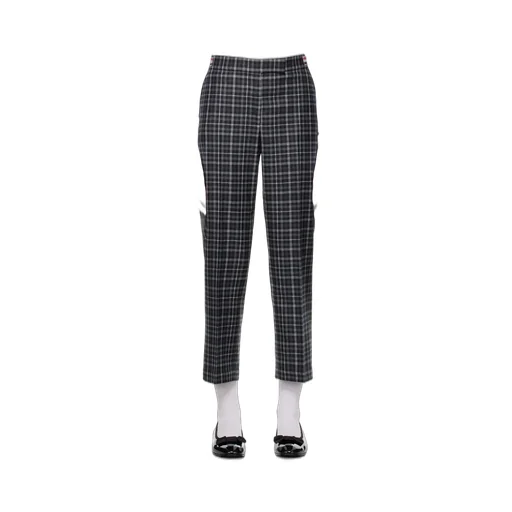 Plaid-Check Tailored Trousers