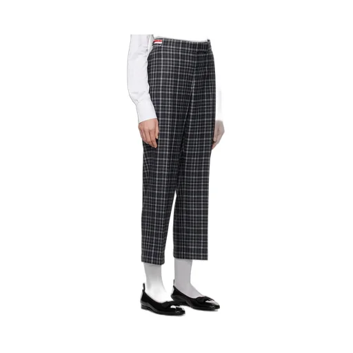 Plaid-Check Tailored Trousers