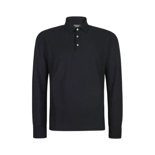 Zanone Crepe Long Sleeve Polo Shirt