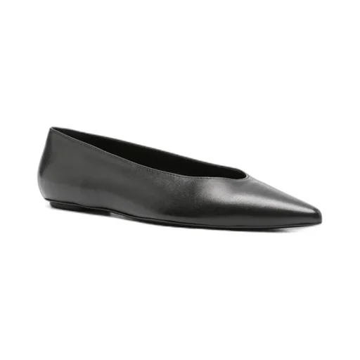 Pointed-Toe Leather Ballerinas