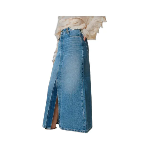 Twinset Denim Slit Midi Skirt