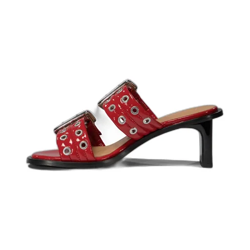 Ganni Eyelet Detailed Buckled Mules