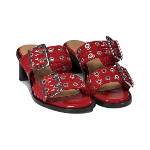Ganni Eyelet Detailed Buckled Mules